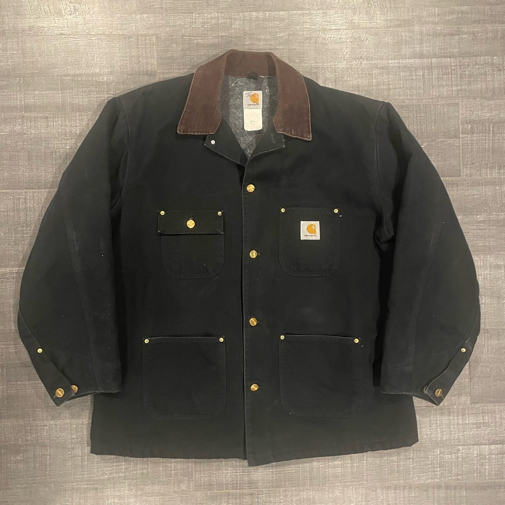 Vintage 90s Blanket Lined Black Carhartt Chore Jacket